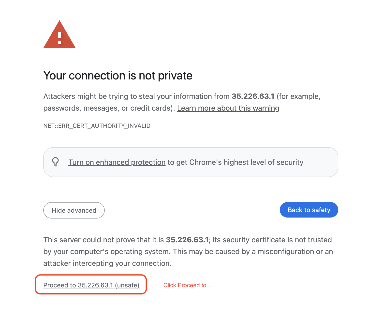Click Proceed to link